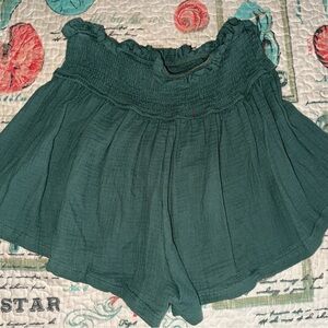Women's Green Smocked Shorts